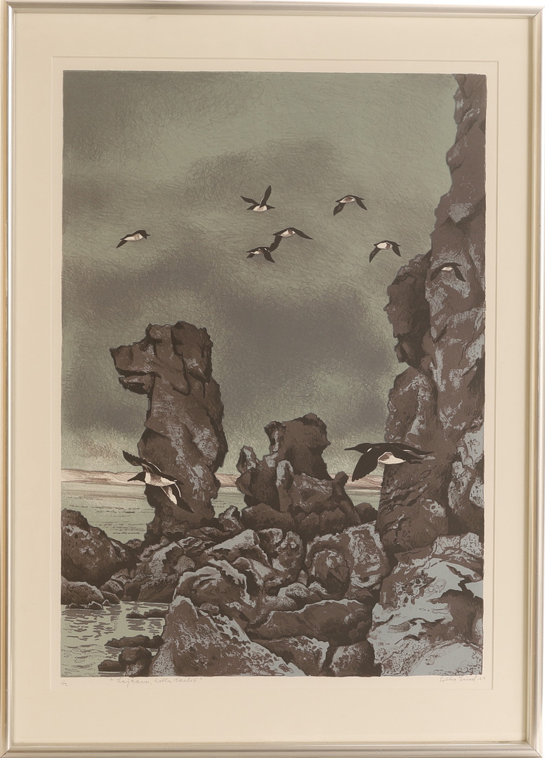 FOLKE LIND. Färglitografi, "lilla Karlsö", signerad, HC.