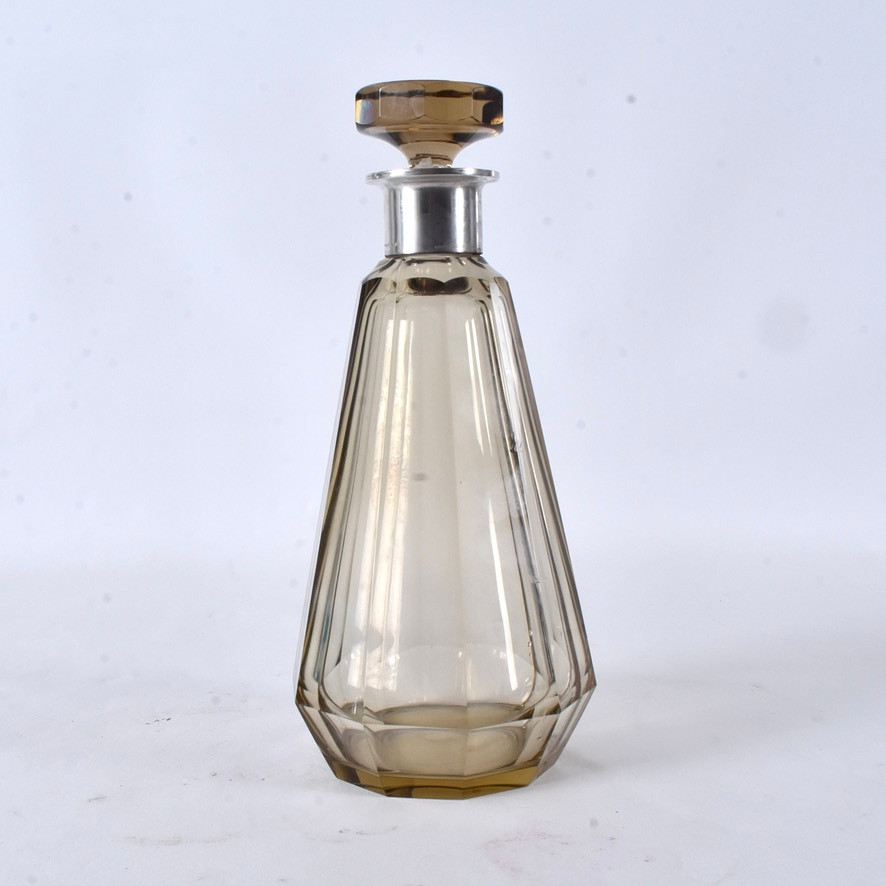 KARAFF, glas med silvermontage, 1900-tal.