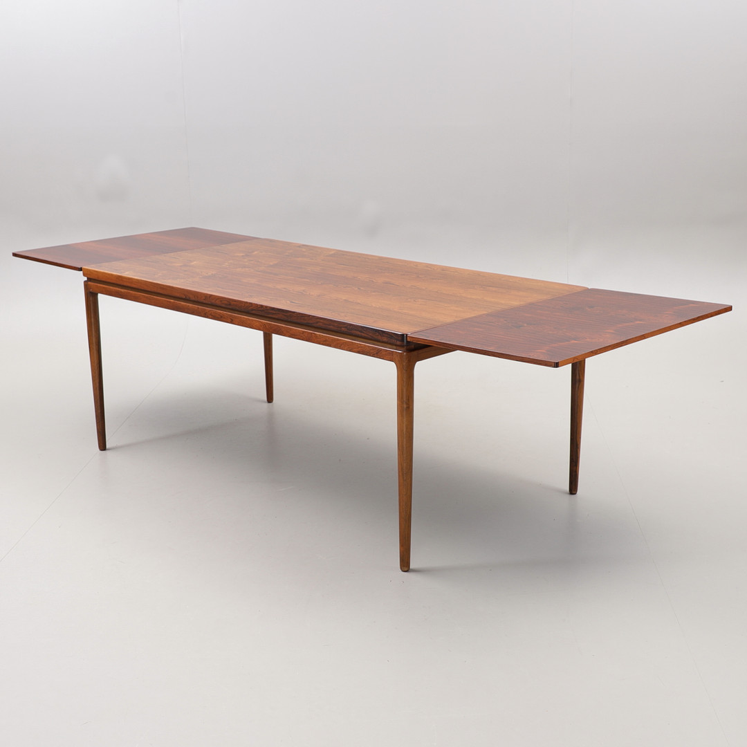 JOHANNES ANDERSEN. TILLSKRIVEN. Bord, jakaranda, Chr. Linneberg, Danmark, 1960-/1970-tal.