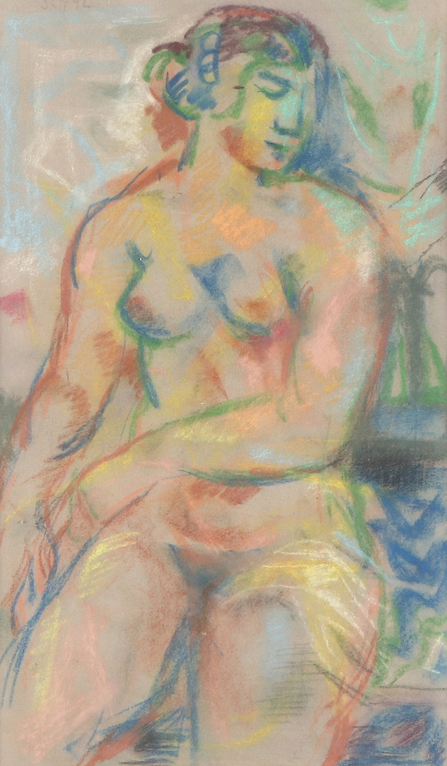 JULES SCHYL. Pastell. Kvinnostudie. Signerad.