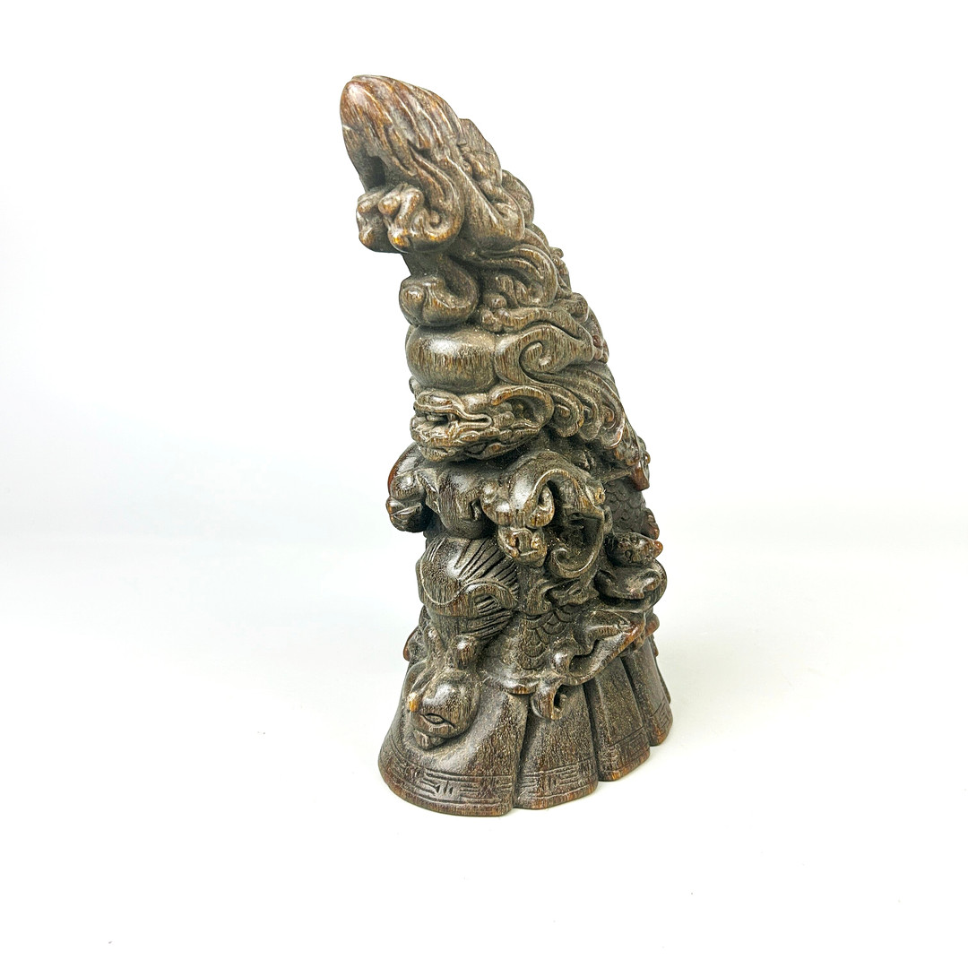 CHINESE CARVED FAUX HORN.