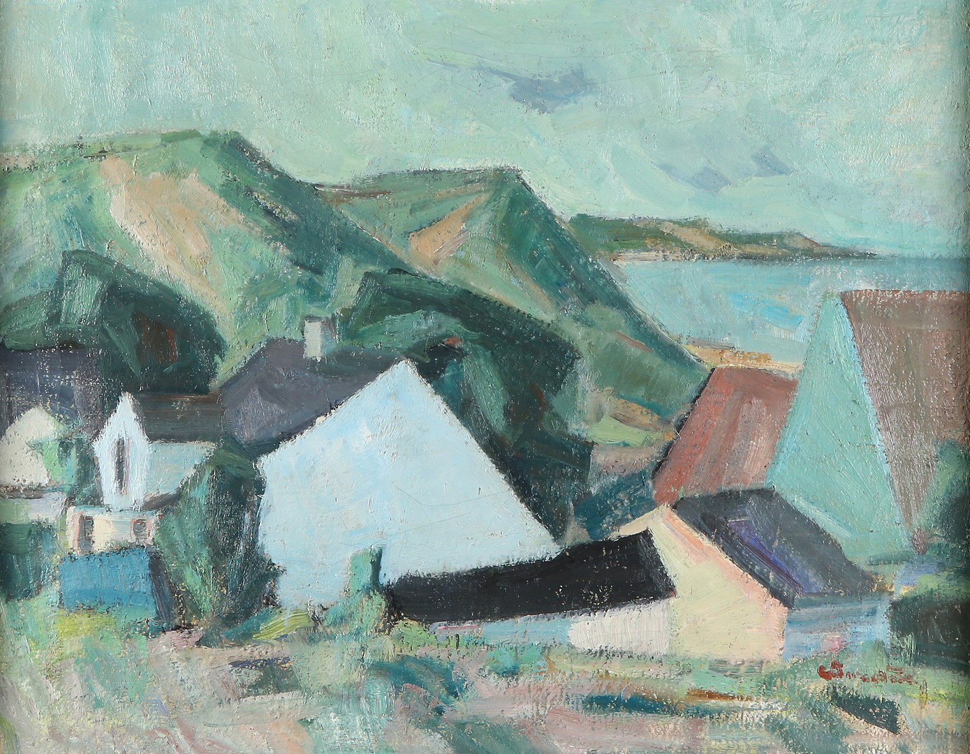 CARL BERNDTSSON. Oljemålning på duk. Kustlandskap. Signerad.