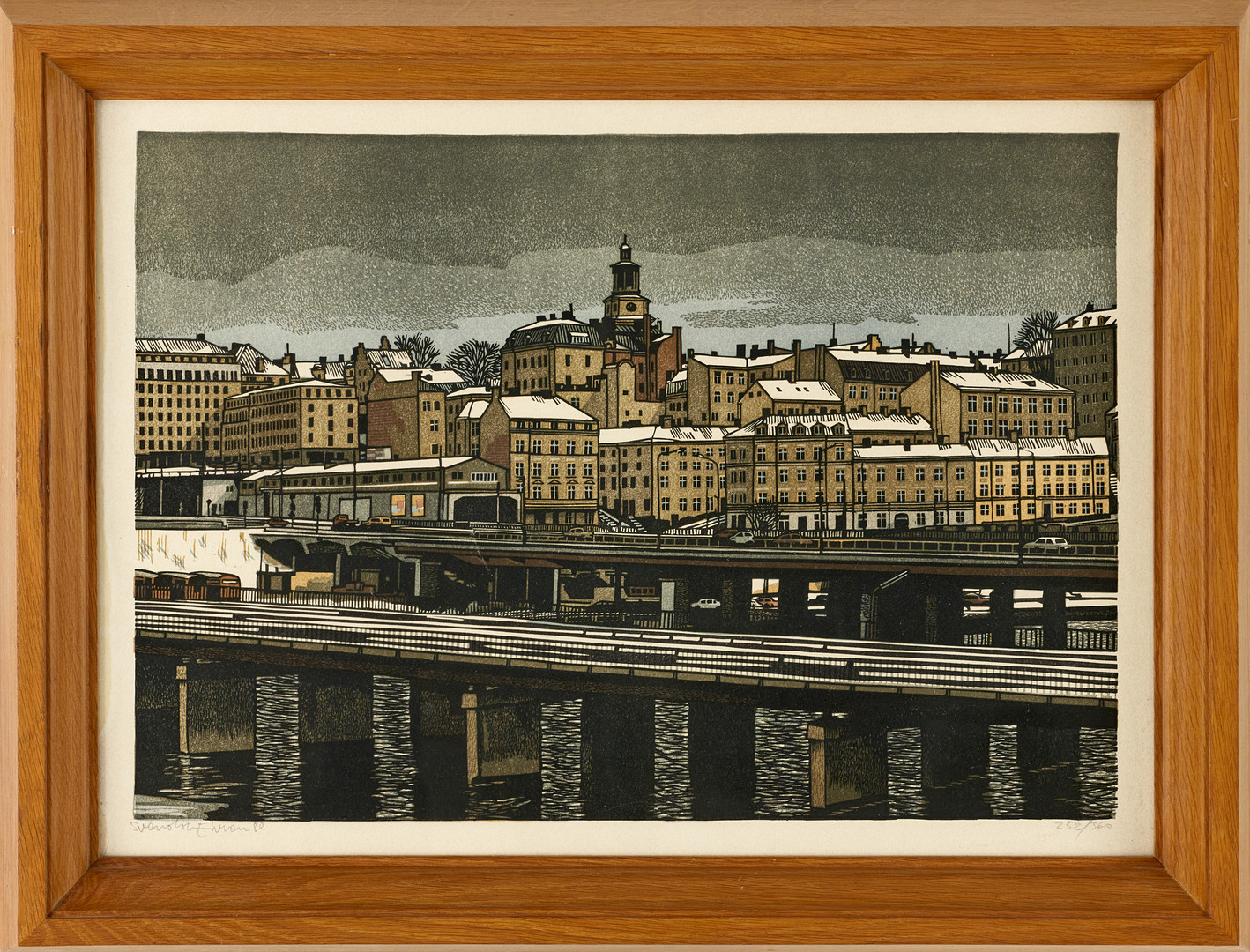 SVENOLOV EHRÉN (SVERIGE, 1927-2004): Stockholmsvy, signerad och numrerad litografi.