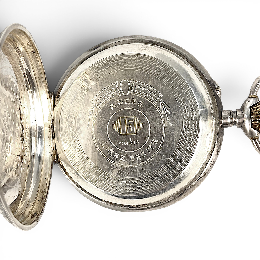 FICKUR, silver, dekor av lokomotiv.