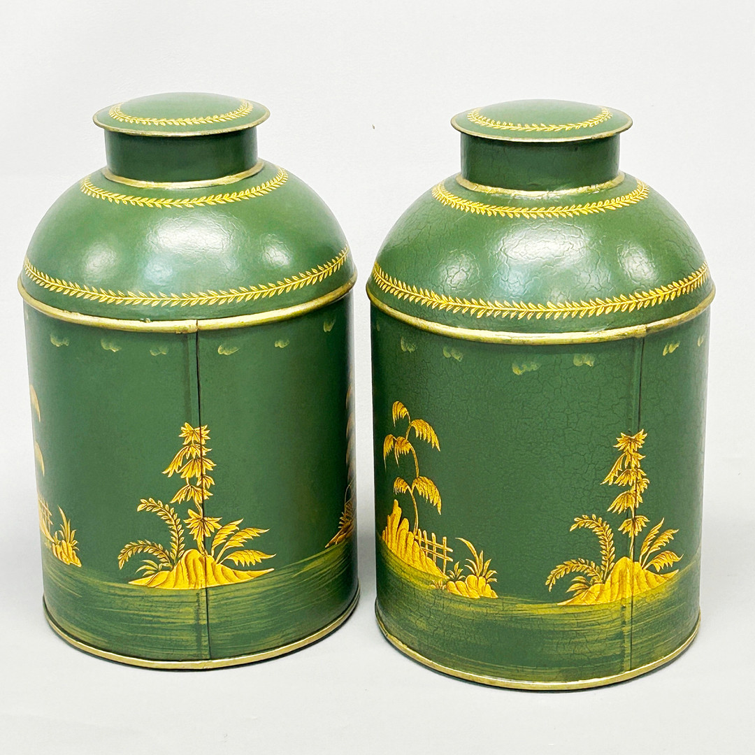 LARGE TOLEWARE TEA CADDIES.