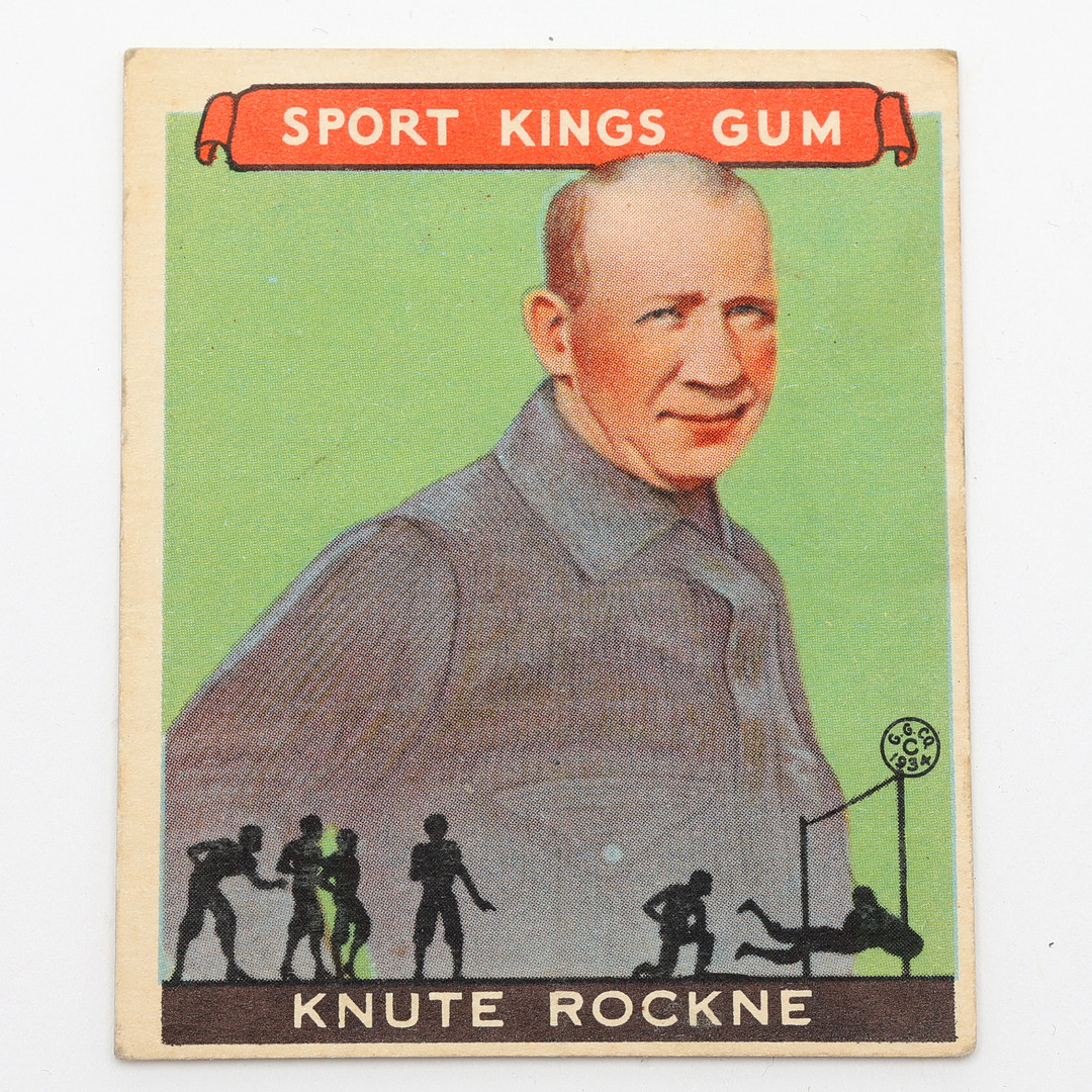 COLLECTOR'S PICTURE, Knut Rockne, Goudey Gum Co. 1933, Sport Kings Gum.