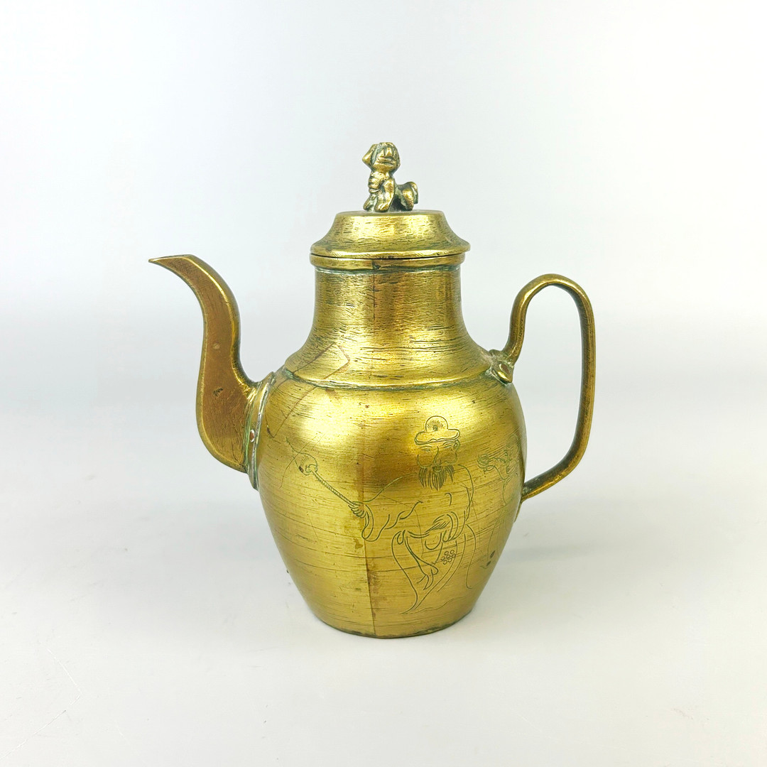 1920'S CHINESE BRASS COFFEE POT.
