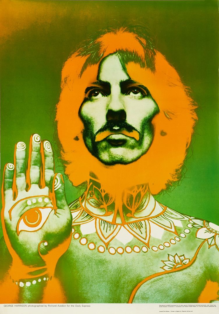 GEORGE HARRISON - THE BEATLES, photographed by Richard Avedon 1967, original poster, published by The Daily Express, 1968.