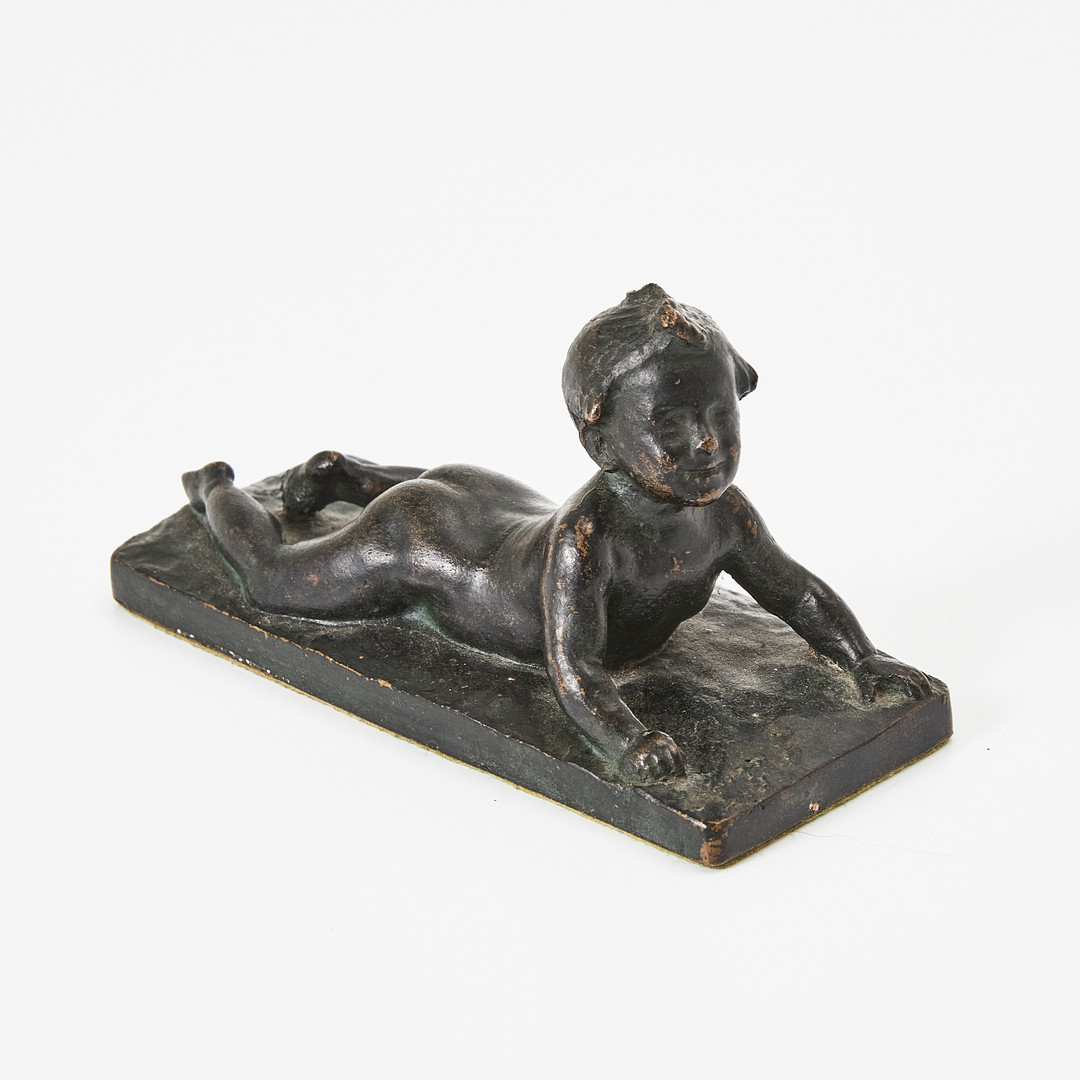 HUGO ELMQVIST (1862-1930). Bebis, patinerad brons, signerad.