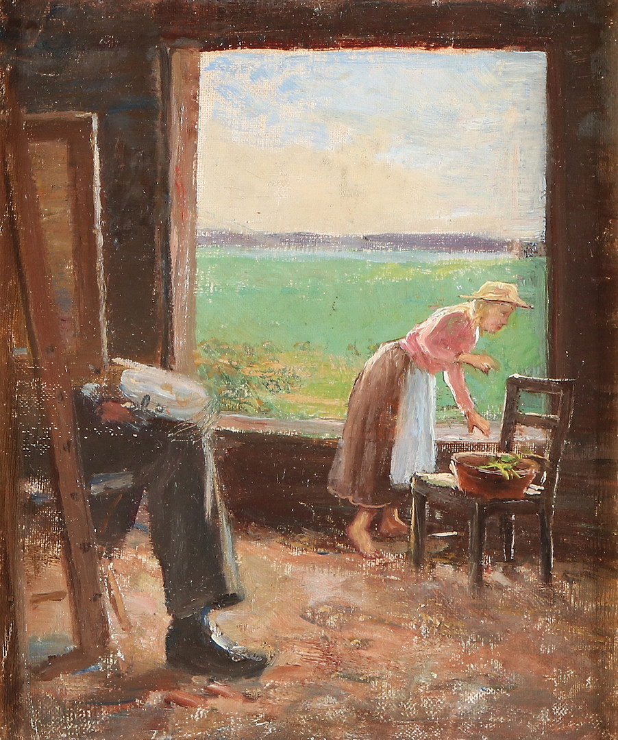 AUGUST MALMSTRÖM. TILLSKRIVEN. Oljemålning på duk, uppfodrad på pannå. "Studie". Intygad av sterbhuset a tergo.
