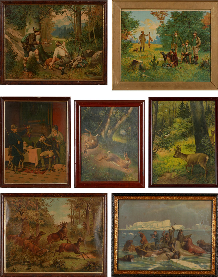 OLJETRYCK JAKTMOTIV, 7 st, 18/1900-tal.