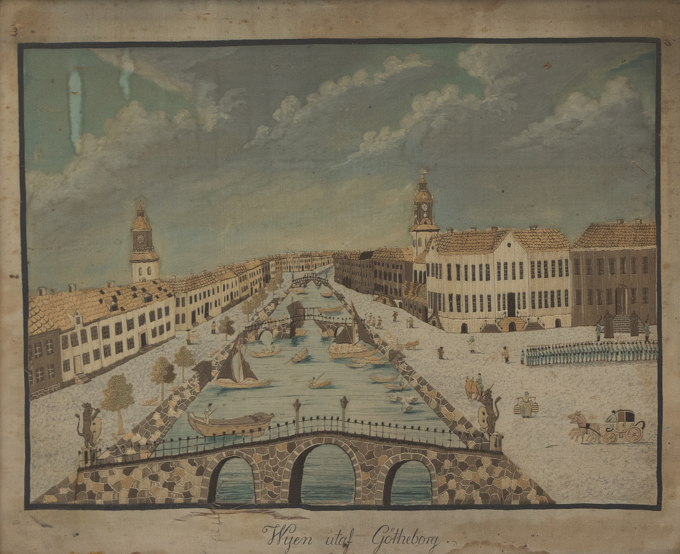 OKÄND KONSTNÄR. "Wyen utaf Götheborg", sidentyg, 1700-tal.