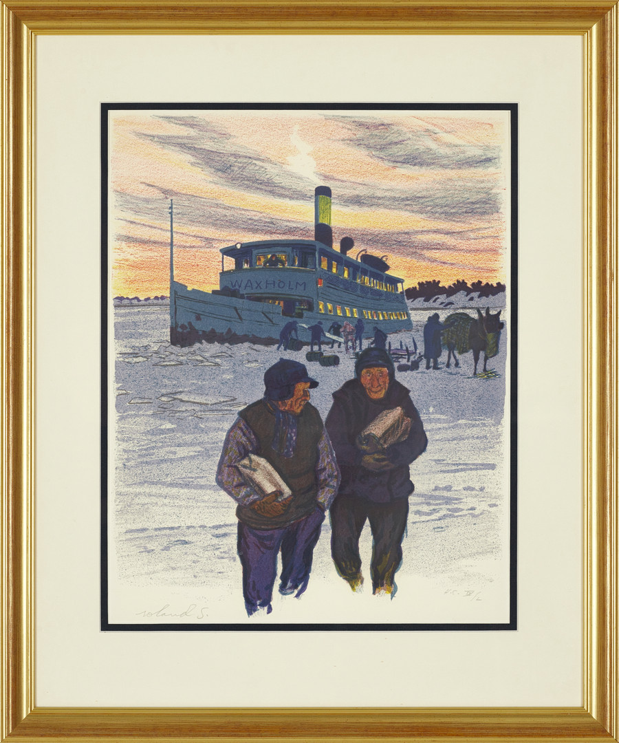 ROLAND SVENSSON (1910-2003). "Vinterbåten”, signerad och numrerad roland S. H.C. IX/L, färglitografi.
