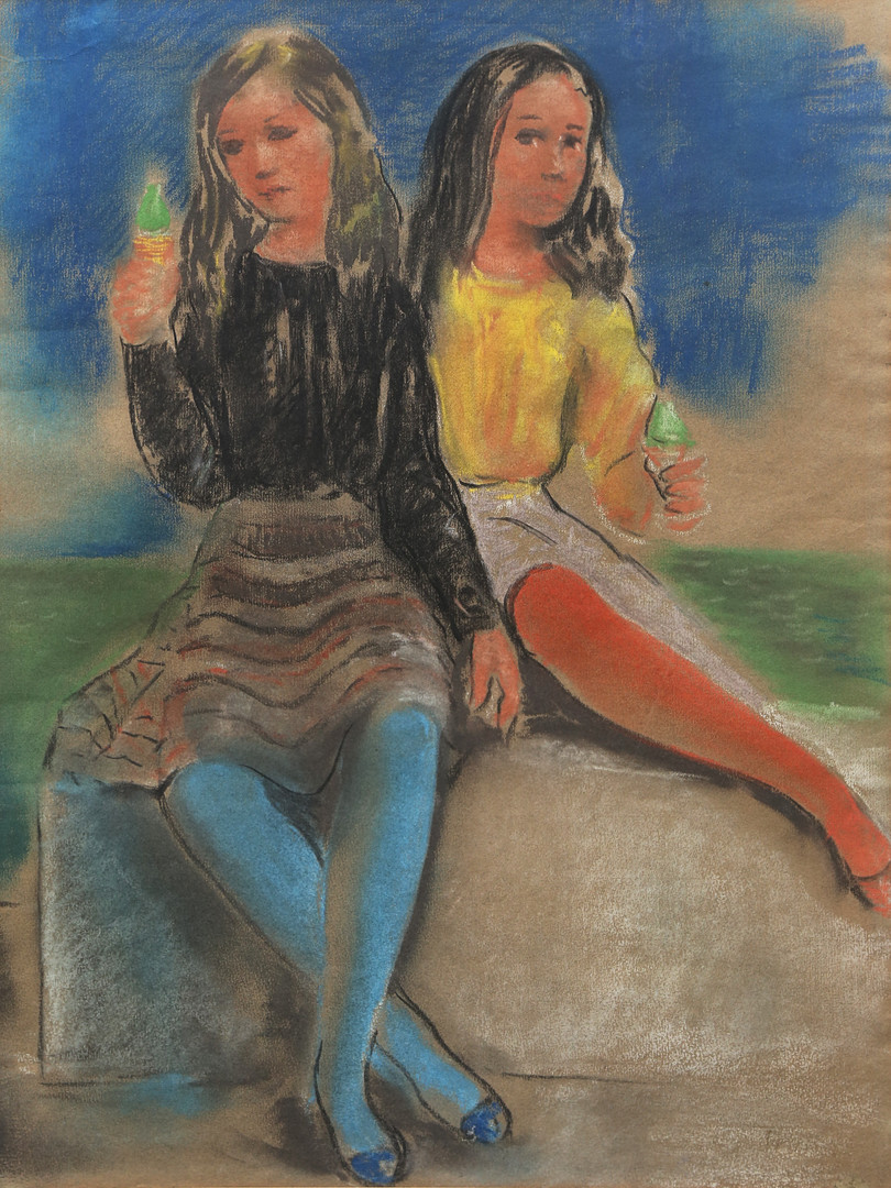 PERE PRUNA. Two young women.
