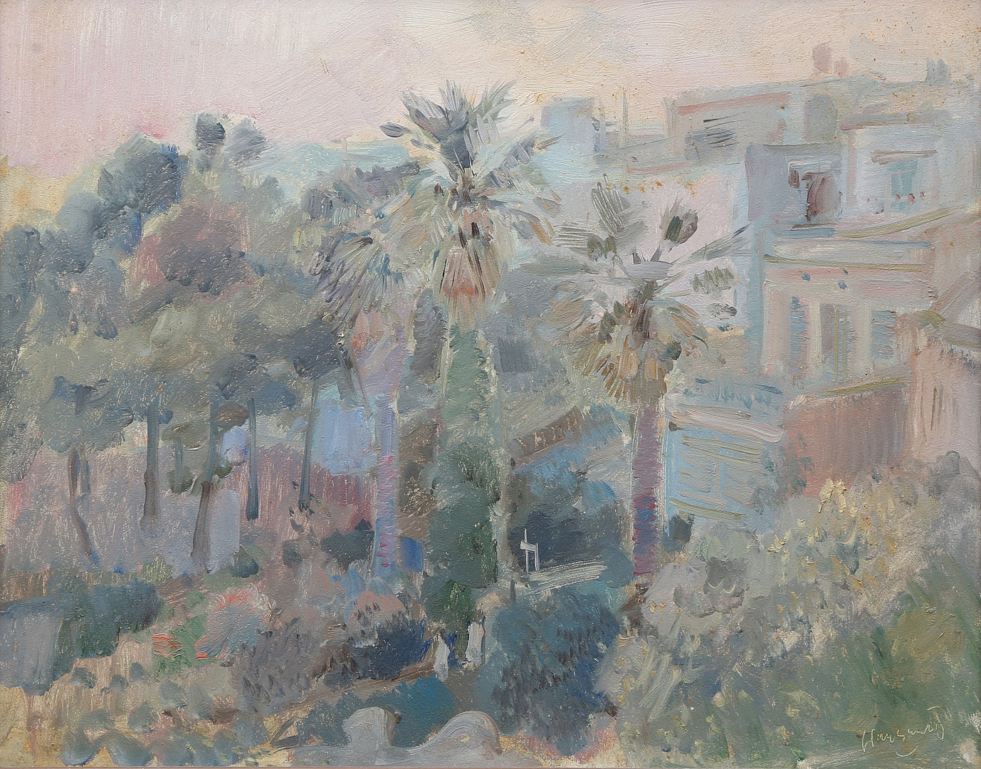 JULIÁN GRAU SANTOS. Landscape with palm grove.