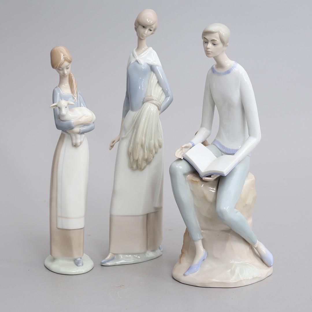 FIGURINER, 3 st, porslin, Spanien.