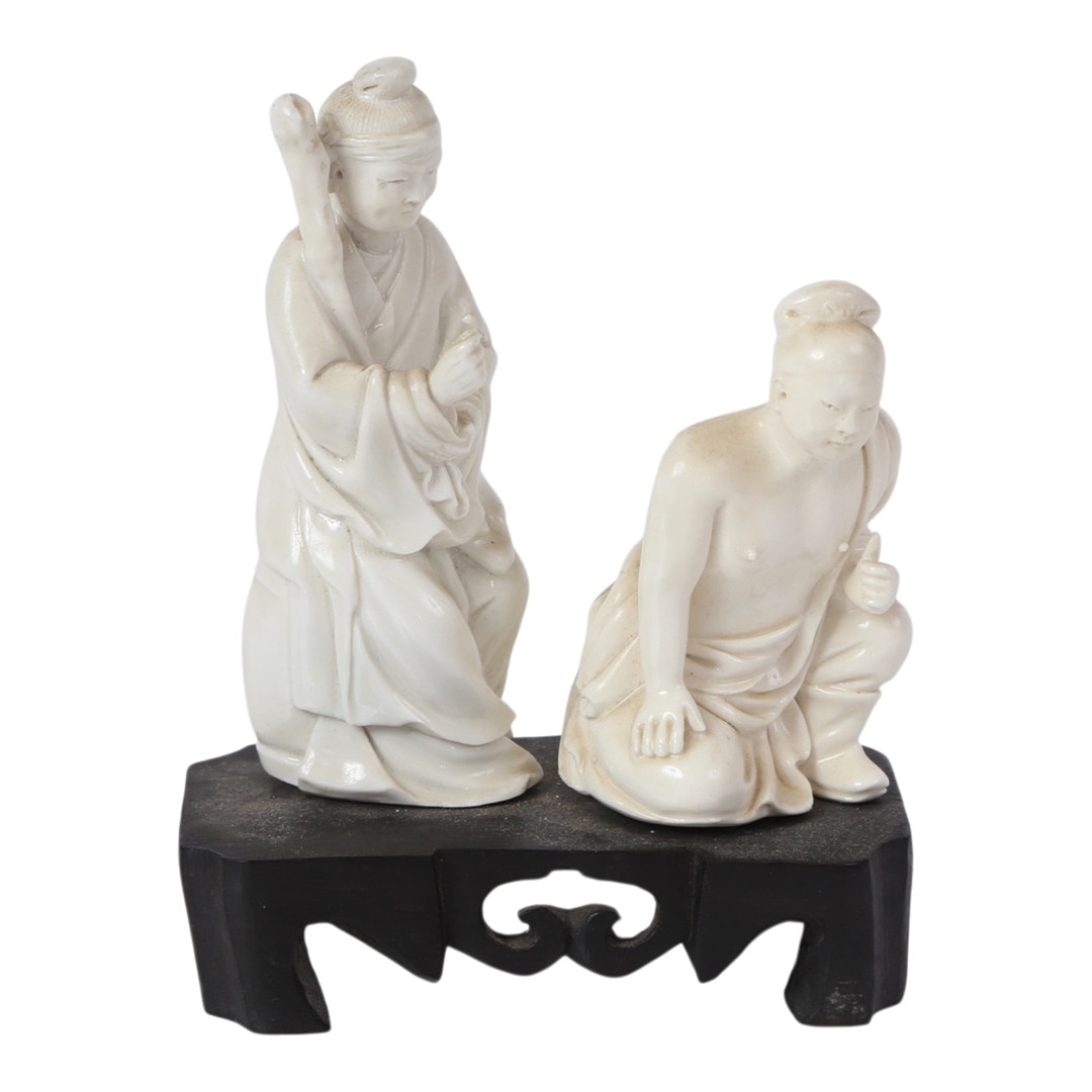 To kinesiske blanc de chine figurer, 1800-tallet.