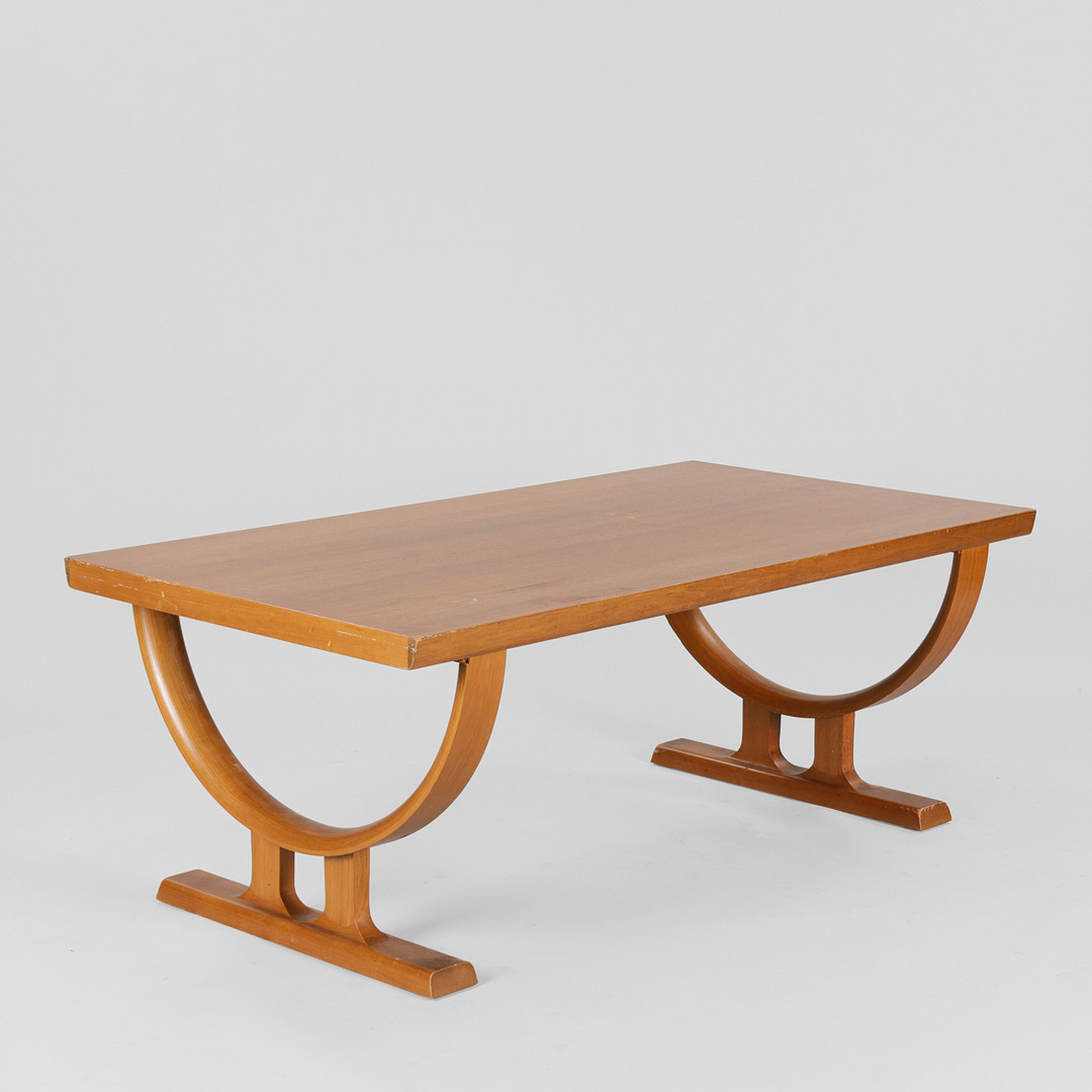 JOHANNES ANDERSEN. Sofabord fineret med teak, Nya Möbelfabriken, Sävsjö, Sverige, ca. 1960'erne.