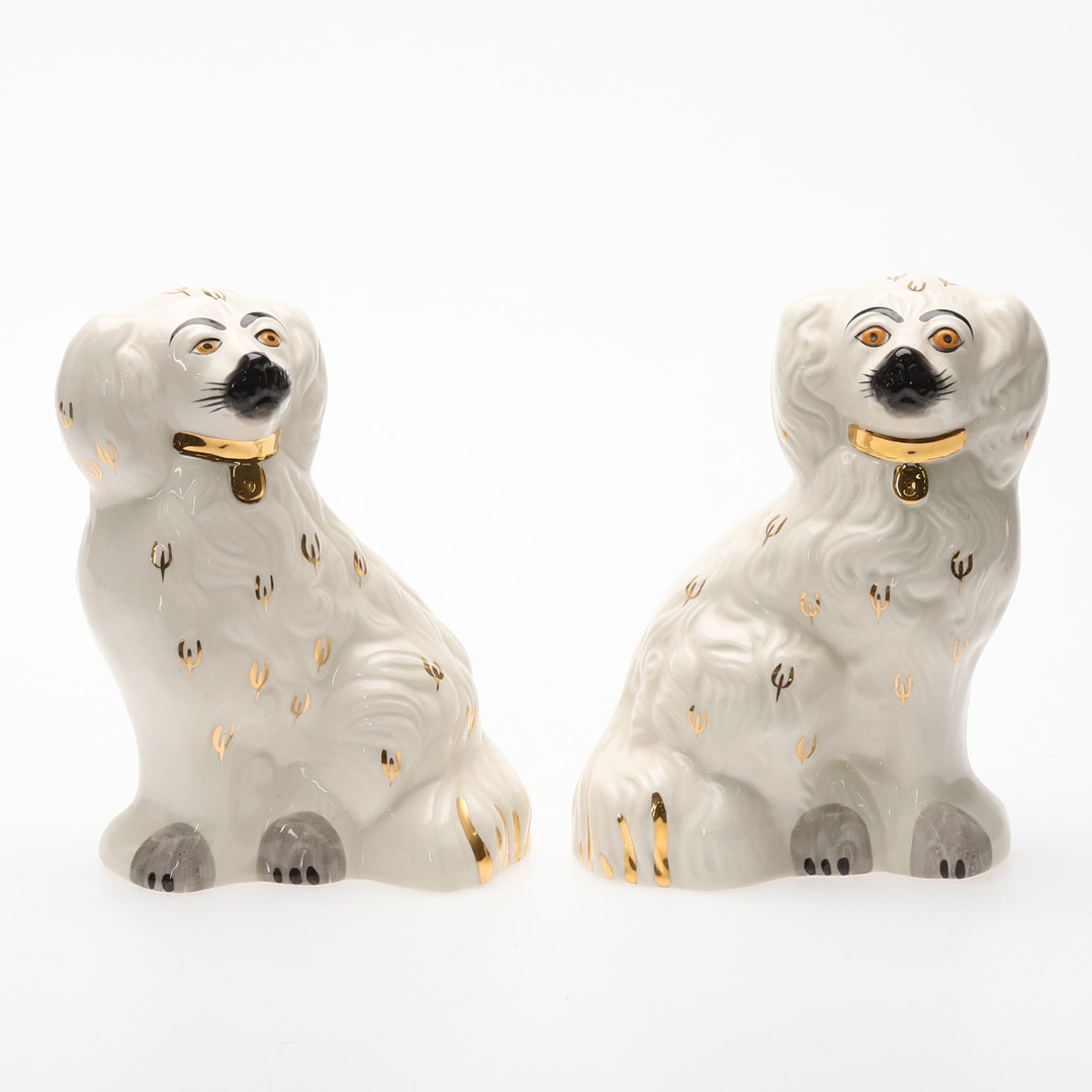 PARHUNDAR, 2 st, porslin, Beswick, England, 1900-tal.