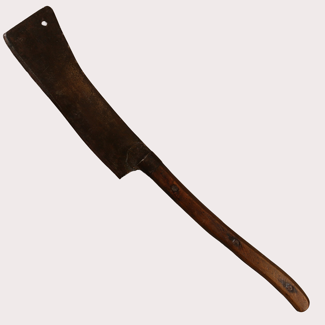 SLAKTREDSKAP, kött -/styckyxa, stämplad C. V. Gjerlöv, 1900-talets första hälft.