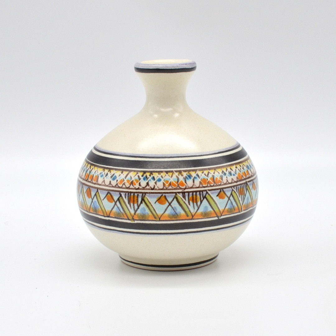 DONEGÀ. DESIGNERVASE, KERAMIK, HANDBEMALT, AUS POLICASTRO, ITALIEN, 20. JAHRHUNDERT.