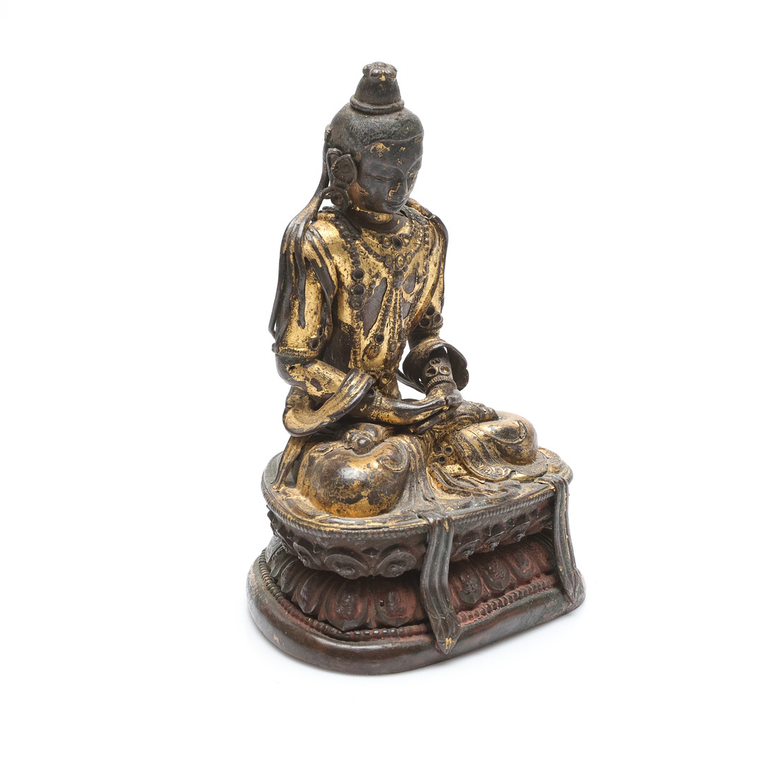 SKULPTUR, Amitayus, kopparlegering, Tibeto-kinesisk, 17/1800-tal.