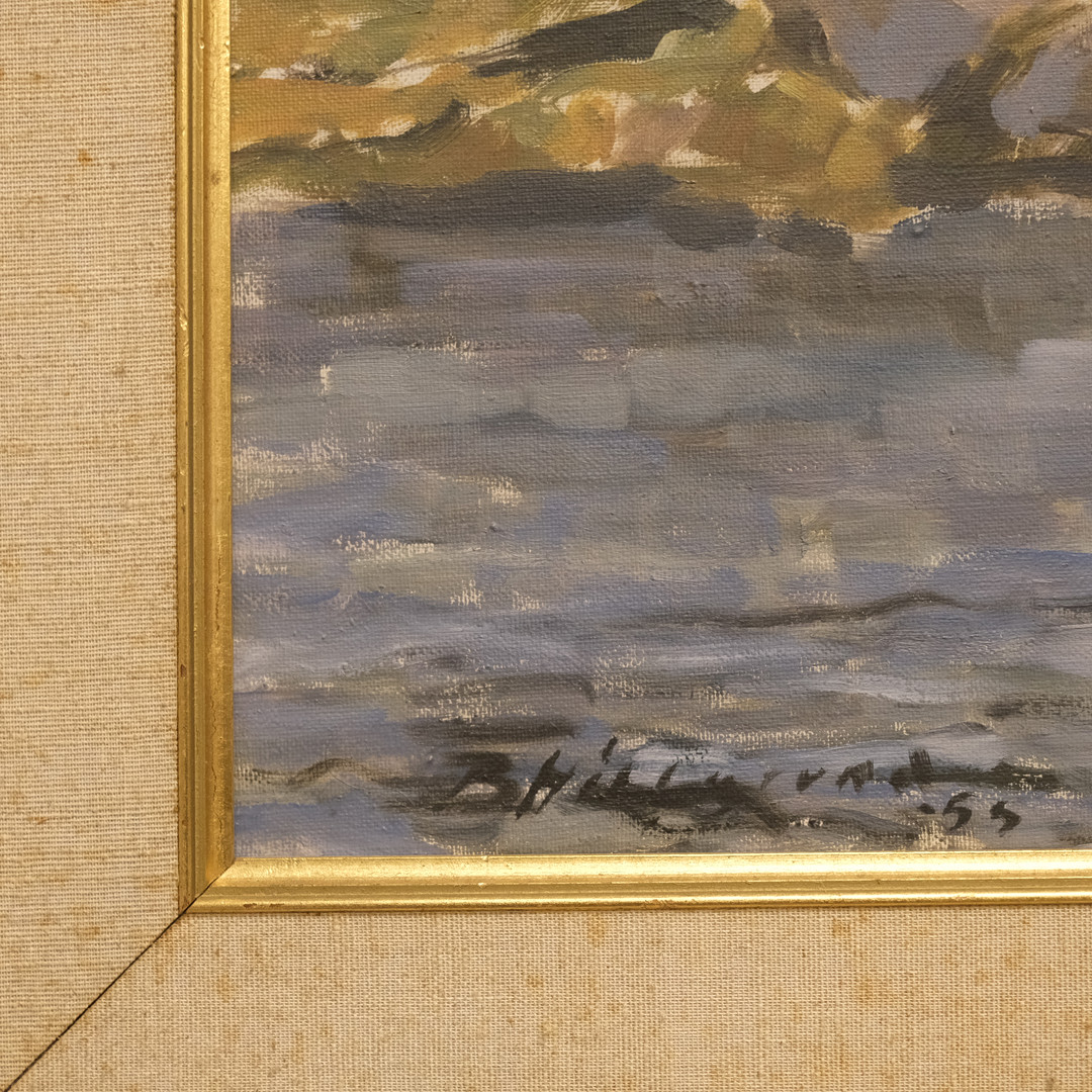 BENGT HILLGRUND. "BOHUS MALMÖN", OLJA PÅ DUK.