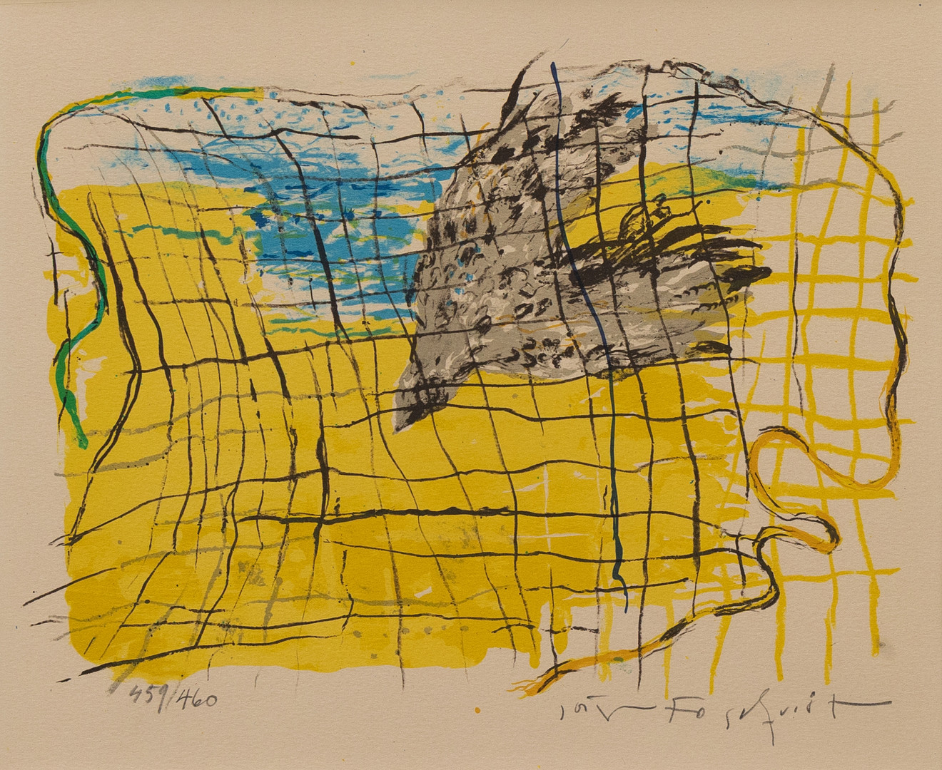 JÖRGEN FOGELQUIST. Komposition, litografi nr 459/460, signerad.
