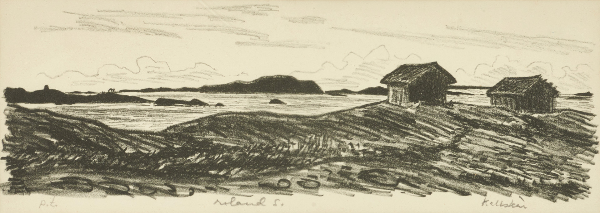 ROLAND SVENSSON (1910-2003). "Kallskär", signerad roland S., p.t, litografi.