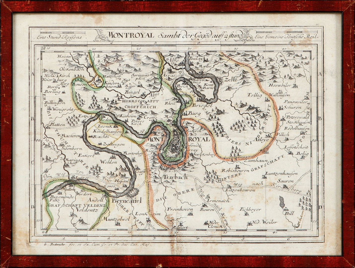 KARTOR, 2 st, handkolorerade. Mont Royal och Schwaben Bayern.