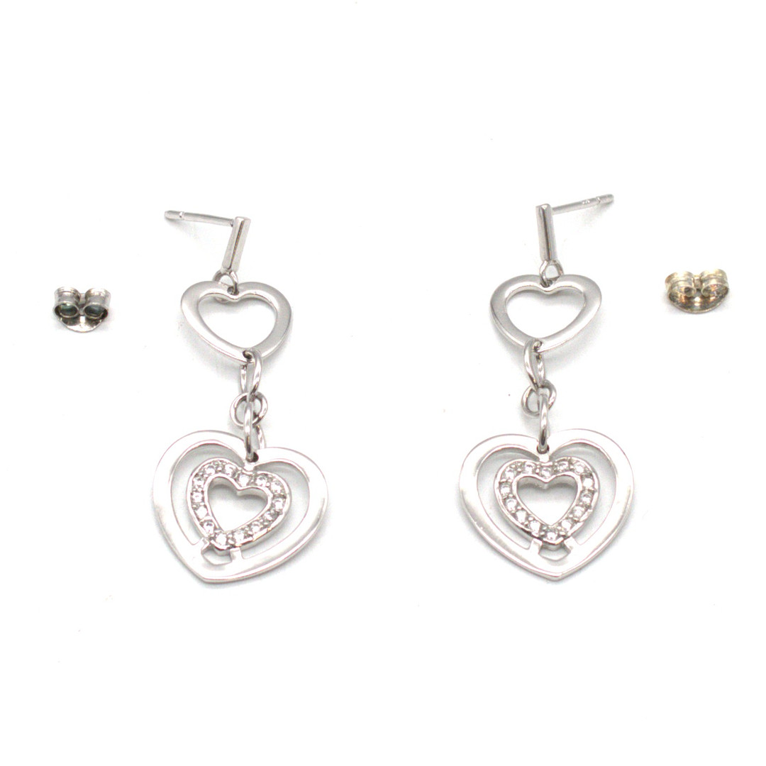 CHRISTIAN&IBANA. Designer Ohrringe im Herz in Herz Symbol aus Sterling Silber 925 mit Zirkonienbesatz.