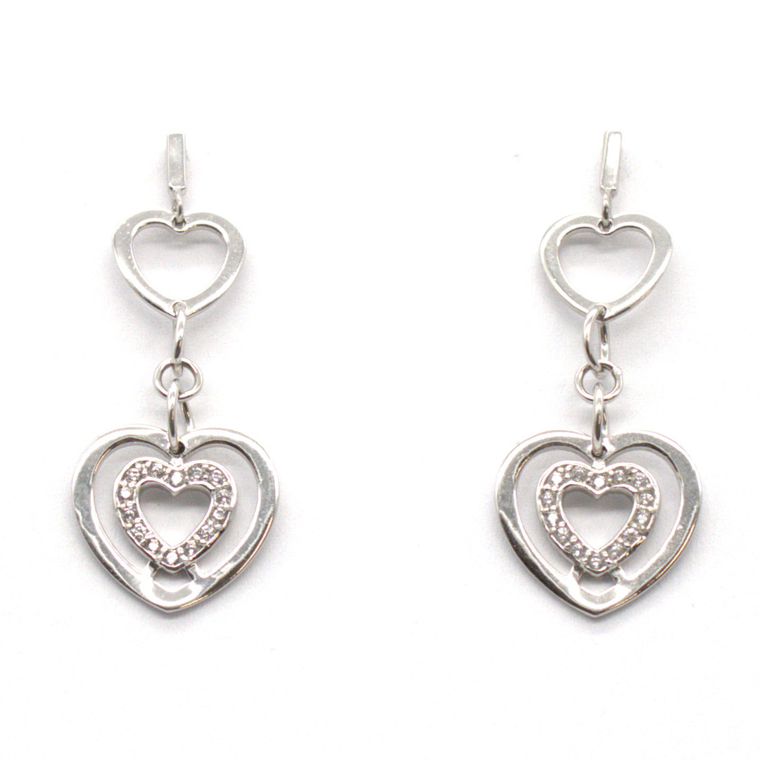 CHRISTIAN&IBANA. Designer Ohrringe im Herz in Herz Symbol aus Sterling Silber 925 mit Zirkonienbesatz.