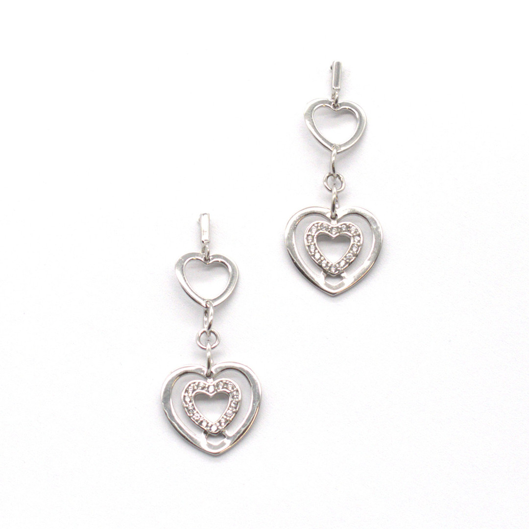 CHRISTIAN&IBANA. Designer Ohrringe im Herz in Herz Symbol aus Sterling Silber 925 mit Zirkonienbesatz.