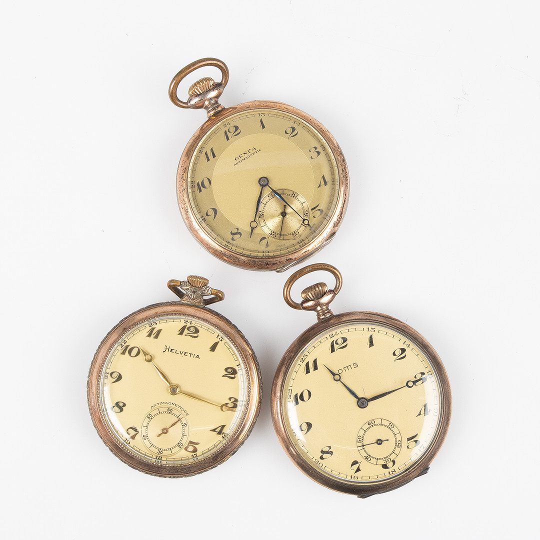 SAMLING FICKUR, 3 st, silver, DMS, Genfa och Helvetia, tidigt 1900-tal.