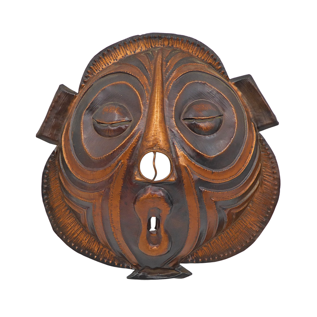 WANDMASKE IM AFRIKANISCHEN STIL, METALL.
