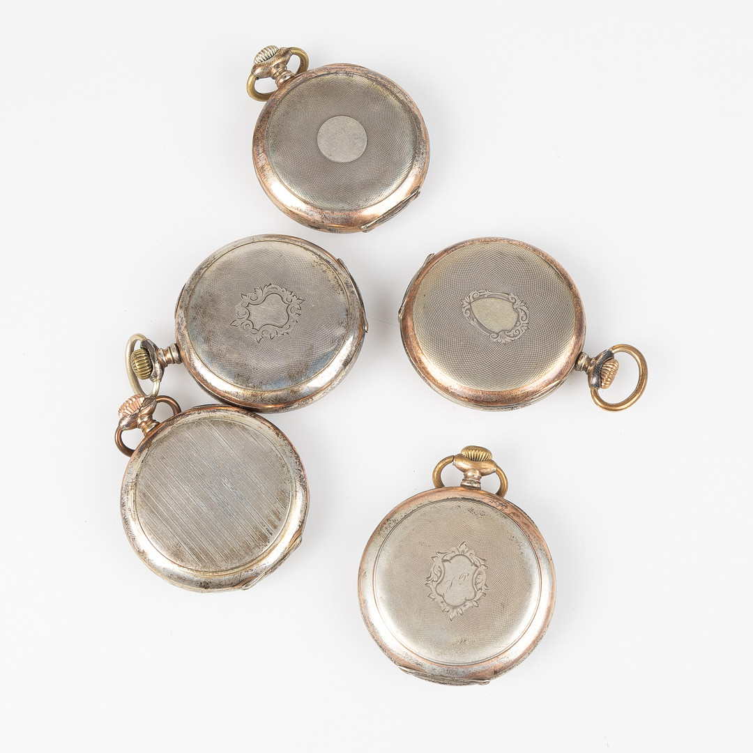 SAMLING FICKUR, 5 st, silver, tidigt 1900-tal.