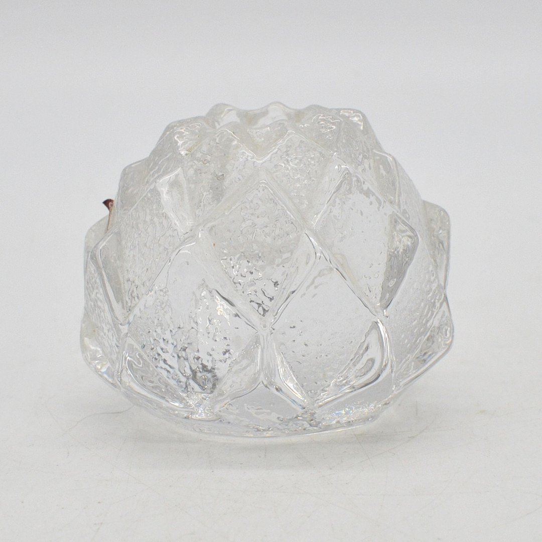 ORREFORS GLAS SWEDEN, BERIT JOHANSSON, "NIMBUS", KERZENHALTER, KRISTALLGLAS, UM 1970, MIT STUDIOETIKETT.