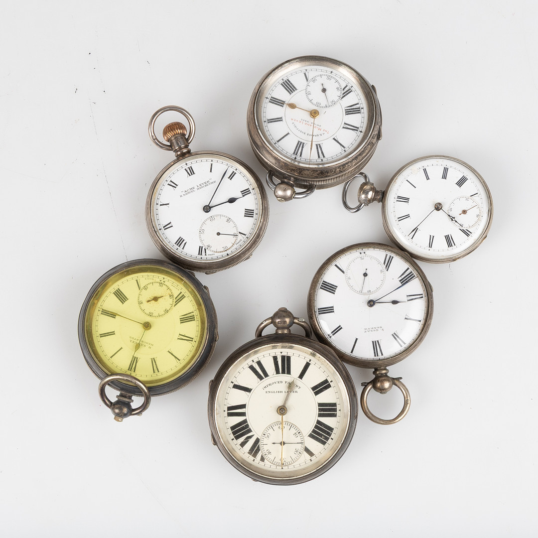 SAMLING FICKUR, urtavlor märkta bl.a. JG Graves och J Godat, silver, omkring år 1900.