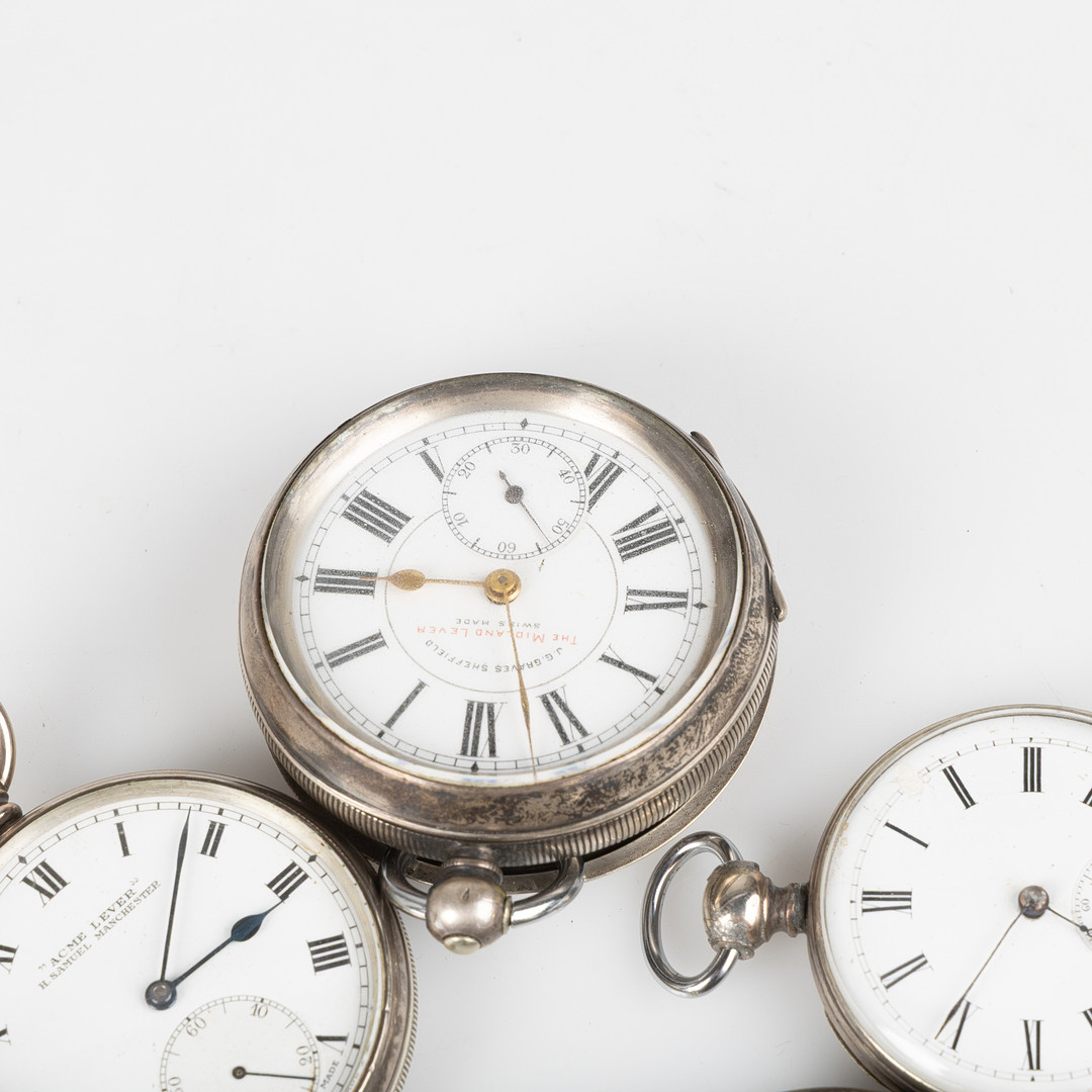 SAMLING FICKUR, urtavlor märkta bl.a. JG Graves och J Godat, silver, omkring år 1900.