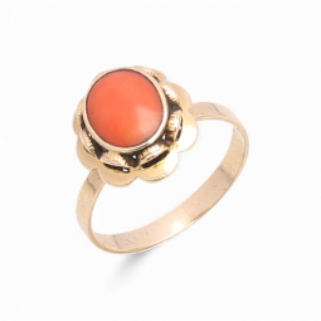 Gold and coral floral ring.