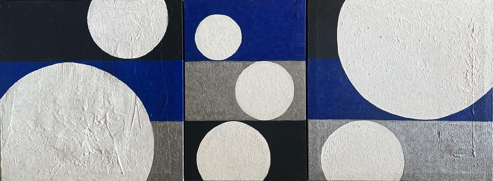 ANTONI ROVIRA BATLLE. "Llunars tríptic", técnica mixta sobre lienzos.