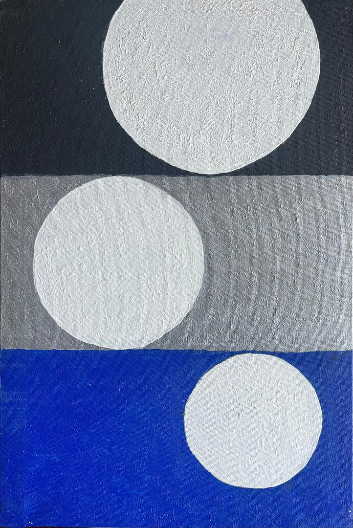 ANTONI ROVIRA BATLLE. "Llunars tríptic", técnica mixta sobre lienzos.