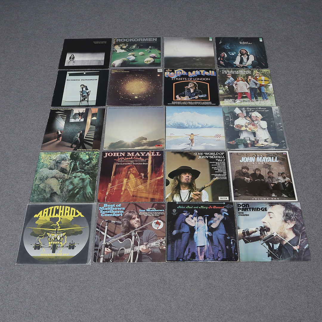 20 LP-SKIVOR, JOHN MAYALL, MANFRED MANN'S EARTHBAND WATCH, RALPH MCTELL, OLA MAGNELL M.M.