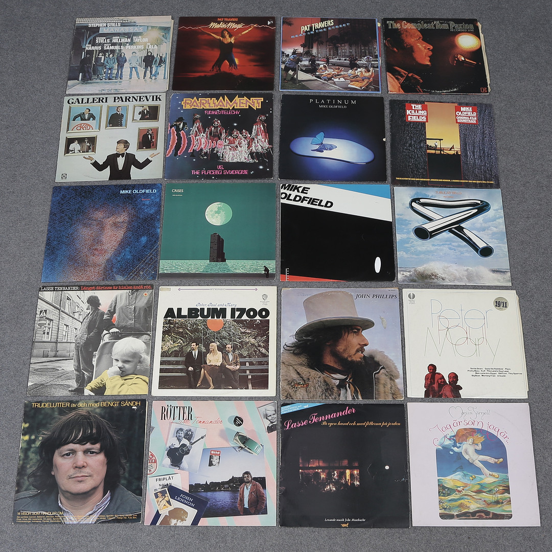 20 LP-SKIVOR, JOHN PHILLIPS, MIKE OLDFIELD, PARLAMENT, TOM PAXTON, PAT TRAVERS M.M.