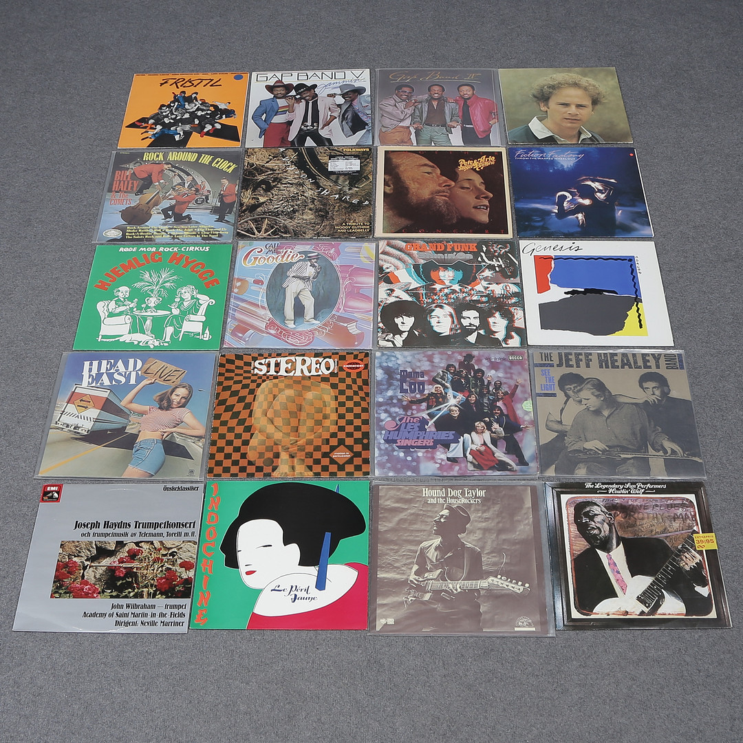 20 LP-SKIVOR, INDOCHINE, THE LES HUMPHRIES SINGERS, HEAD EST, GENESIS, GRAND FUNK, FRISTIL M.M.