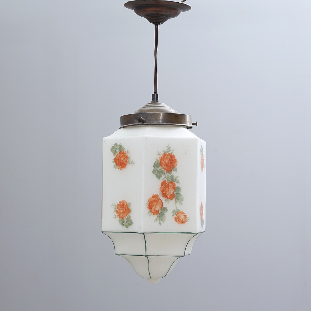 TAKLAMPA, glas/ metall, 1930/ 40-tal.