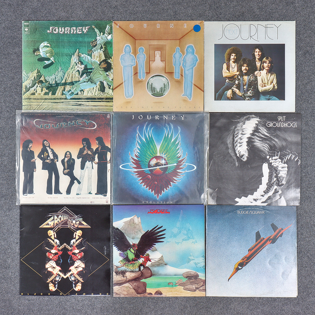 9 LP-SKIVOR, JOURNEY, BUDGIE, GROUNDHOGS.