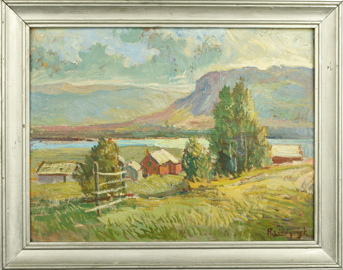 RUDOLF LINDQVIST. Olja på pannå, signerad, landskapsmotiv. 1900-tal.