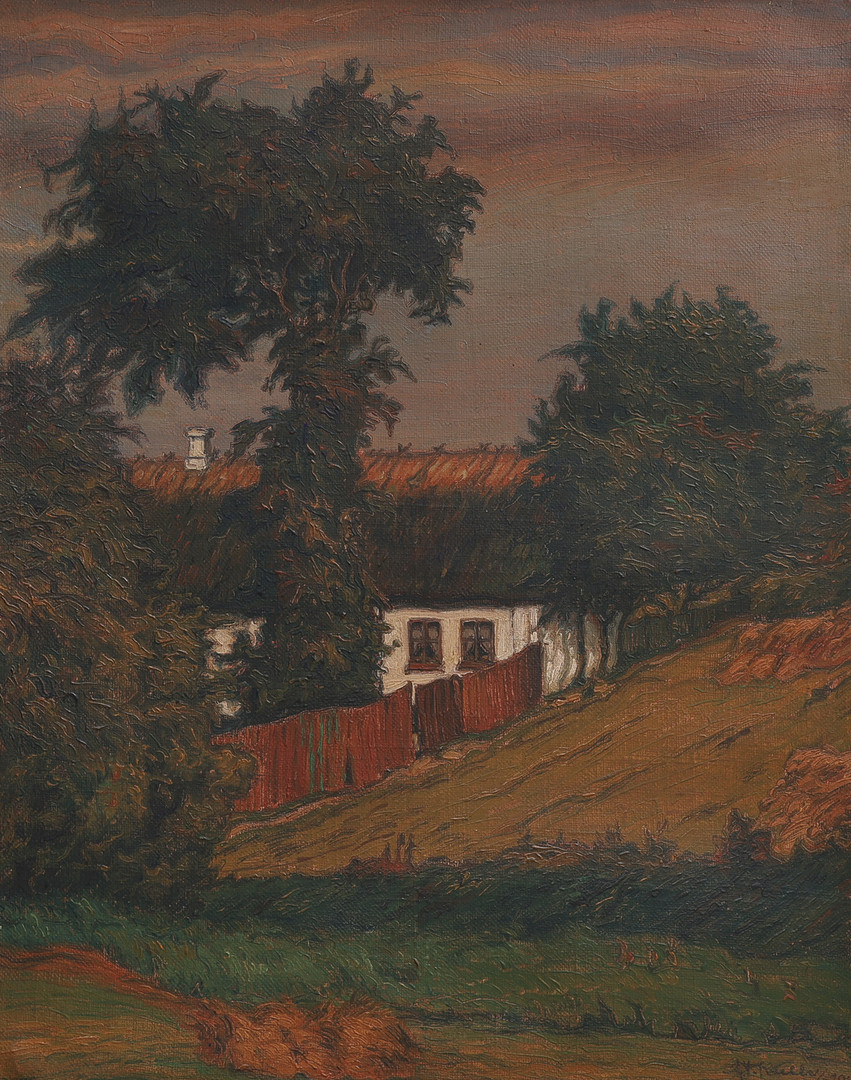 AXEL THEODOR KULLE (1882-1964). OLJA PÅ DUK, "GÅRDEN VID BÄCKEN", SIGNERAD & DATERAD -10.