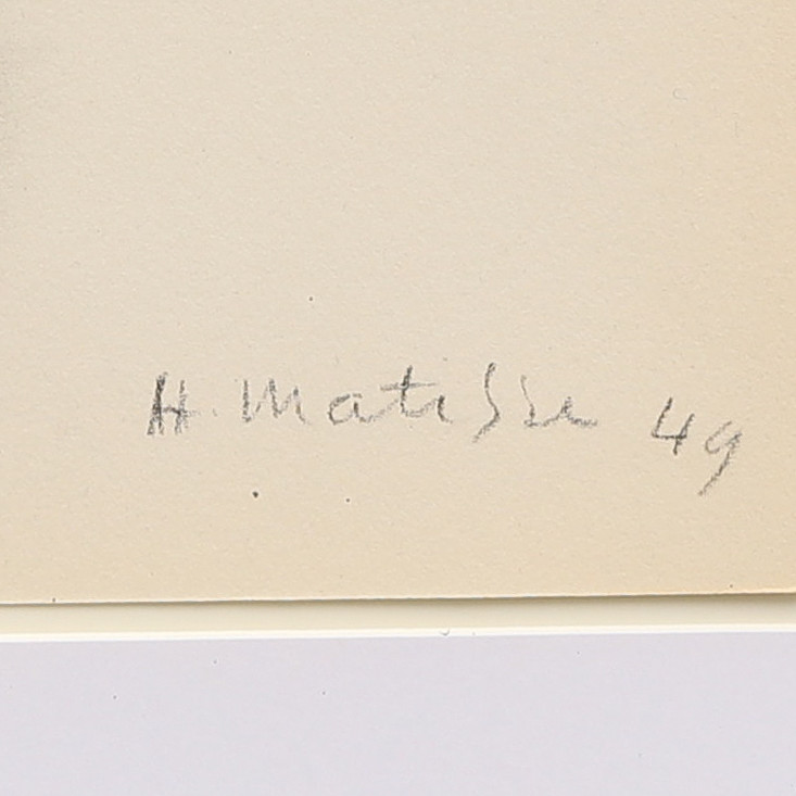 HENRI MATISSE. EFTER. Litografi, ur Derrière le Miroir nr 46-47, 1952, signerad i trycket och daterad 49.